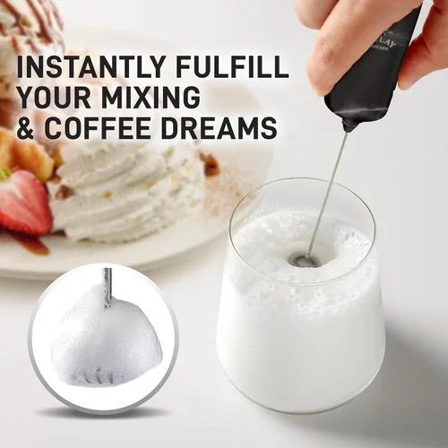 Miniatura 2 de Mini y Poderoso Espumador de Leche de Mano – Potente Espumador de Café de Mano, Mezclador de Bebidas Operado con Pilas – Tamaño de Bolsillo Compacto
