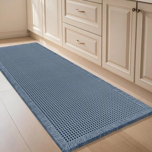 Miniatura 74 de IM HOME Tapete de baño de punto gofre, color caqui, de 24 x 17 pulgadas, tejido bohemio, moderno, absorbente, antideslizante, suave, lavable