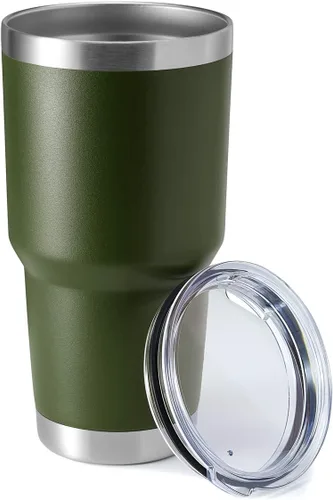 Hasle Outfitters - Vaso de acero inoxidable de 30 onzas, taza de viaje con aislamiento al vacío de doble pared, taza de café aislada duradera, juego