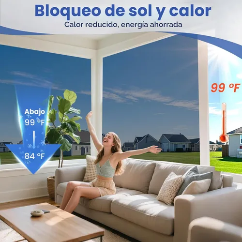 Miniatura 4 de Película reflectante para ventana, privacidad unidireccional, tinte de ventana para el calor del hogar y bloqueo UV, película de ventana con Negro