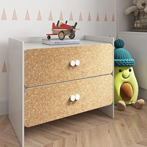Miniatura 5 de FunStick Papel tapiz dorado champán con purpurina para despegar y pegar, papel de contacto con purpurina dorada brillante para armarios, papel tapiz