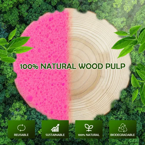 Miniatura 6 de AIDEA 96 esponjas faciales comprimidas, color rosa, esponjas faciales redondas para limpieza, esponjas cosméticas de celulosa natural, esponjas