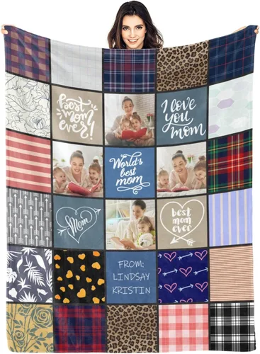 Miniatura 39 de Manta personalizada con fotos y texto para mamá, papá, bebé, familia, amigos, manta personalizada para cumpleaños, Navidad, para mujeres, hermana