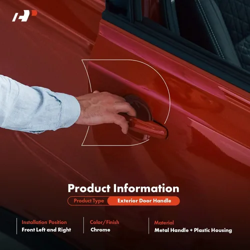 Miniatura 2 de A-Premium Manijas de puerta exteriores de metal mejoradas compatibles con Toyota Tacoma 1995-2004, cromadas, juego de 2 piezas, lado delantero