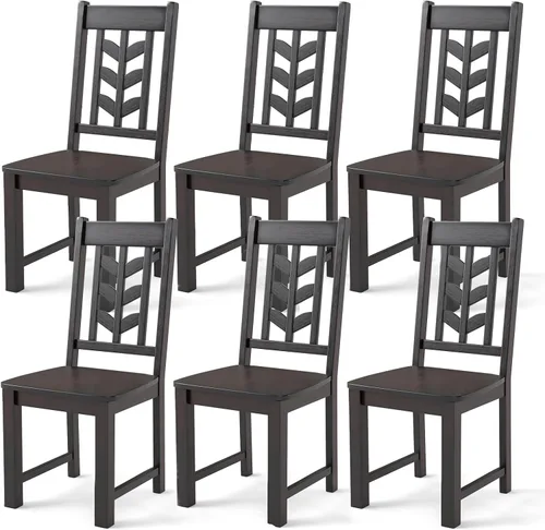 Miniatura 19 de NAFORT Juego de 2 sillas de comedor negras de madera maciza de goma con almohadillas antideslizantes, carga máxima de 430 libras, asiento de granja