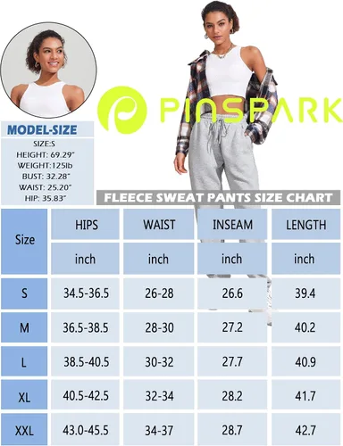 Miniatura 6 de Pinspark Pantalones deportivos con forro polar para mujer, para invierno y otoño, pantalones deportivos casuales holgados con bolsillos