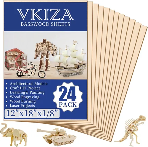Miniatura 9 de Paquete de 20 hojas de tilo de 16 x 16 x 1/8 pulgadas, madera de tilo de 0.118 in para corte y grabado láser, tablero fino de madera contrachapada