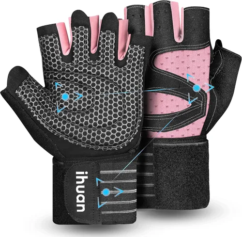 Miniatura 11 de ihuan - Guantes de entrenamiento con ventilación, unisex, protección completa de la palma de la mano; para levantamiento de pesas, entrenamiento