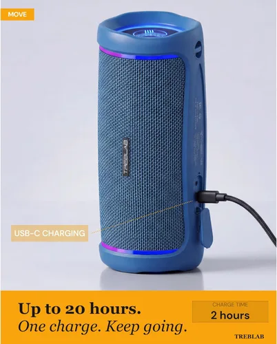 Miniatura 7 de TREBLAB HD77 - Altavoz Bluetooth portátil - Potente sonido de 360°, audio de 30 W con graves impactantes, batería de 20 horas, IPX6 impermeable, a