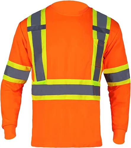 Miniatura 2 de FONIRRA Paquete de 3 camisetas de seguridad de manga larga reflectantes de alta visibilidad, camisas de trabajo de construcción ANSI Clase 3