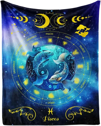Miniatura 29 de Manta del zodiaco Tauro, manta de franela de 50 x 40 pulgadas, manta de franela con temática de astrología y estrellas y vibrante, manta suave