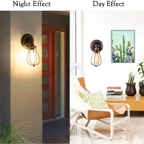 Miniatura 4 de Luces de pared estilo rústico americano, estilo vintage, enchufe ajustable, iluminación industrial, apliques de jaula de metal de alambre rústico