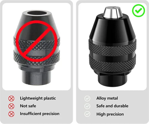 Miniatura 2 de Paquete de 2 mandriles sin llave, de 1/32" a 1/8" pulgadas de repuesto 4486 mandril de broca sin llave vástago herramienta giratoria kit adaptador
