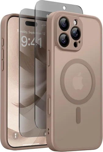Miniatura 32 de GolbinBox Funda magnética para iPhone 15 Pro, compatible con MagSafe, protección completa de la cámara, protector de pantalla de privacidad