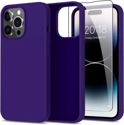 Miniatura 65 de bemal Funda para iPhone 14 Pro con protector de pantalla, silicona líquida de ajuste delgado, forro de microfibra suave, diseñada para mujeres