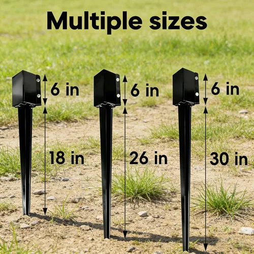Miniatura 5 de Paquete de 4 postes de 36 pulgadas de anclaje de poste de metal negro con recubrimiento en polvo de 36 x 4 x 4 pulgadas de diámetro exterior