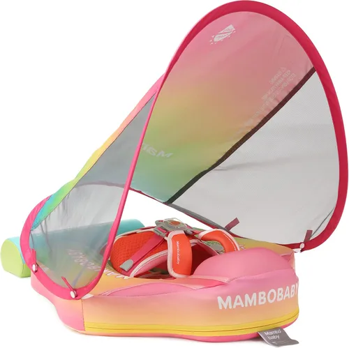 Miniatura 9 de Mambobaby Flotador de natación para bebé con toldo, flotador de bebé sólido no inflable, material de cuero suave impermeable y agradable a la piel