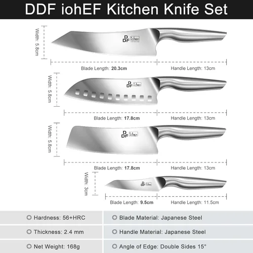 Miniatura 4 de DDF iohEF - Juego de cuchillos de cocina, 4 piezas de cuchillos profesionales ultra afilados, juego de cuchillos de chef de acero inoxidable de alto