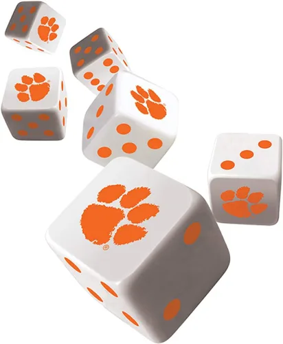 Miniatura 3 de MasterPieces Game Day - NCAA Clemson Tigers - Juego de 6 dados con logotipo del equipo, tamaño estándar D6