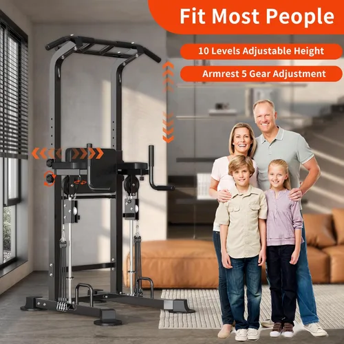 Miniatura 5 de SogesHome Power Tower Pull Up Bar and Dip Station, Multi-Function Free Standing Pull Ups, Adjustable Height Dip Bar Strength Training Workout