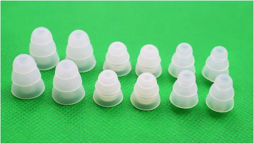 Miniatura 2 de Punta de oreja de triple brida, 6 pares de puntas de silicona con aislamiento de ruido de tres bridas tamaño S/M/L, con orificio para conector