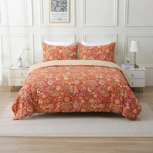 Miniatura 19 de ABREEZE Fundas de edredón individuales, juego de ropa de cama bohemio retro, funda de edredón de mandala colorida, funda de colcha estilo floral