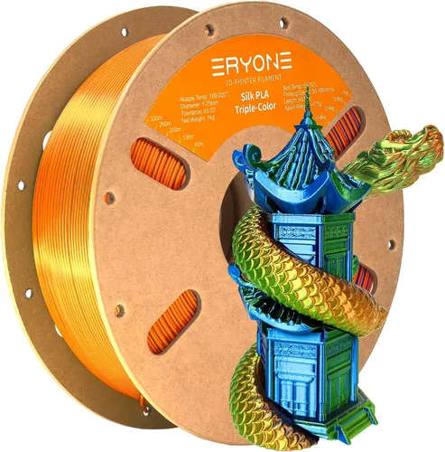 Miniatura 10 de ERYONE Filamento de ácido poliláctico (PLA) de seda bicolor para impresora 3D, de 1.75 mm +/- 0.03 mm, carrete de cartón de 1 kg (2.2 libras)