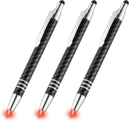Miniatura 8 de GL006 - Bolígrafo de punta iluminada con lápiz capacitivo 3 en 1, bolígrafo LED para escribir en la oscuridad, paquete de 3, luz azul