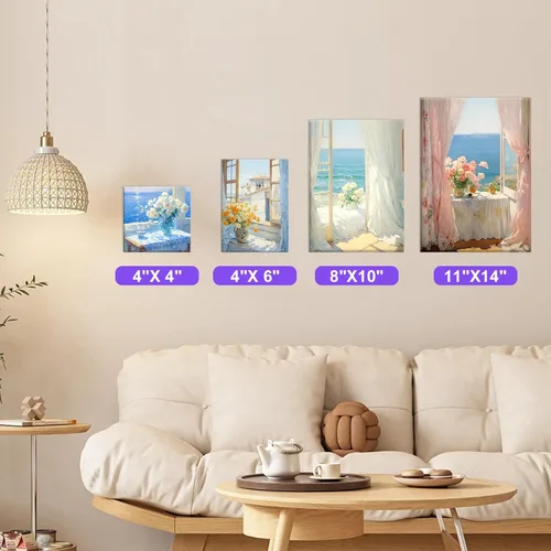 Miniatura 7 de ESRICH Lienzo estirado para pintar, paquete de 12 lienzos en blanco de varios tamaños para pintar, lienzo imprimado para niños, adultos