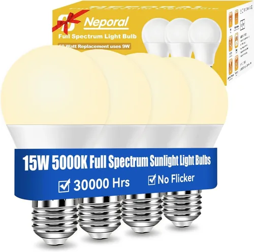 Miniatura 13 de Neporal - Foco de luz de espectro completo de 15 W, focos de luz solar natural sin UV de 2700 K, foco LED de 15 W equivalente a 100 W, CRI 90+, sin