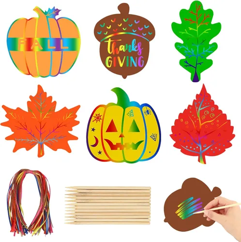 Miniatura 34 de JULMELON Paquete de 36 tarjetas para rascar con diseño de manzanas para el regreso a clases, tarjetas para rascar arcoíris con cintas de lápiz