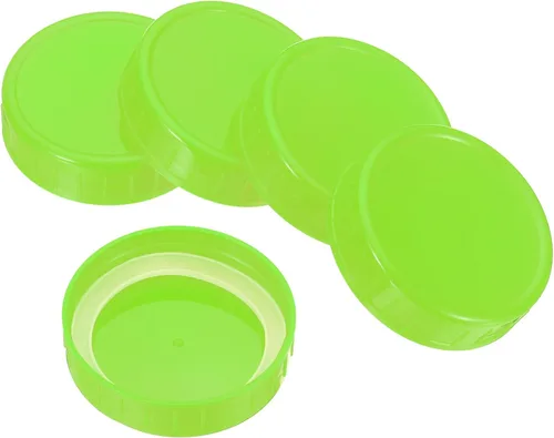 Miniatura 12 de PATIKIL Tapas de plástico de boca regular para tarros de 2.77 pulgadas, 1 juego/6 tapas para tarros de conservas con anillo de sellado de silicona