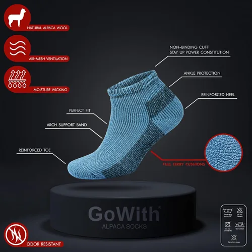 Miniatura 3 de GoWith Alpaca Wool Low-Cut Hiking Socks for Men & Women, Cushioned Terry Warm Socks, Thermal Thick Merino Blend Camping Socks