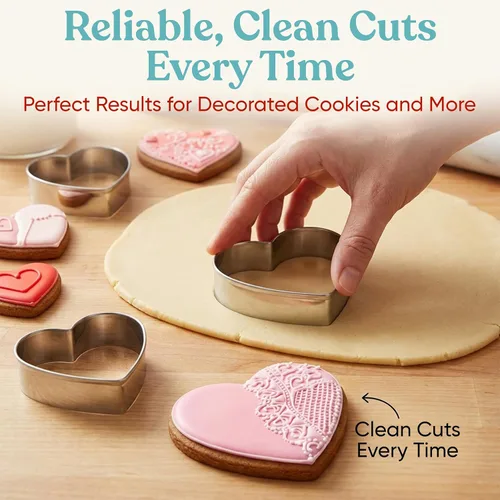 Miniatura 3 de Bakerpan Juego de 6 cortadores de galletas con forma de corazón de acero inoxidable para galletas, galletas, fondant, sándwiches y decoración