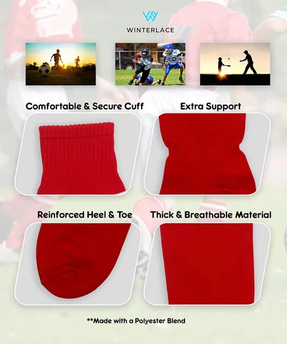 Miniatura 4 de Winterlace Calcetines de fútbol para niños, 3 pares para niños y niñas, jóvenes, hasta la rodilla, atléticos, deportes, fútbol, gimnasio, paquete