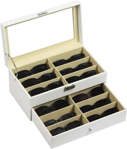 Miniatura 15 de AUTOARK AW-023 - Organizador de cuero para guardar lentes de sol, 12 piezas, color negro, AW-023