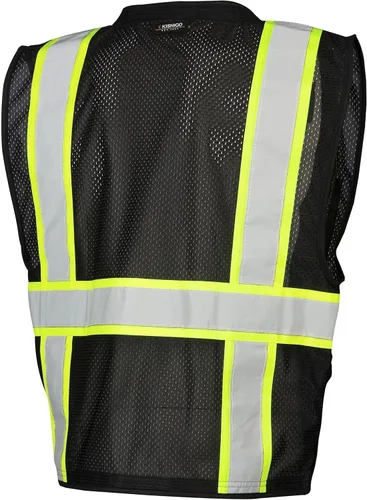 Miniatura 7 de Kishigo Black Enhanced Visibility Men's Vest B100, Multi Pocket Mesh Hi-Vis Vest, Ultra-Cool Polyester, 6 Pockets, Zipper Negro