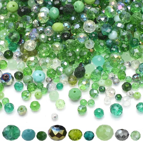 Miniatura 16 de Cuentas de cristal de 4/6/0.315 in, 3 tamaños en total, 1000 cuentas de Briolette Rondelle facetadas con contenedor, cuentas espaciadoras sueltas