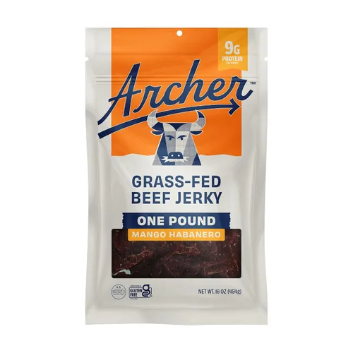 Miniatura 5 de Fuego Beef Jerky by Country Archer, 100% alimentado con pasto, bajo en carbohidratos, sin gluten, snack keto de 2.5 onzas, paquete de 4
