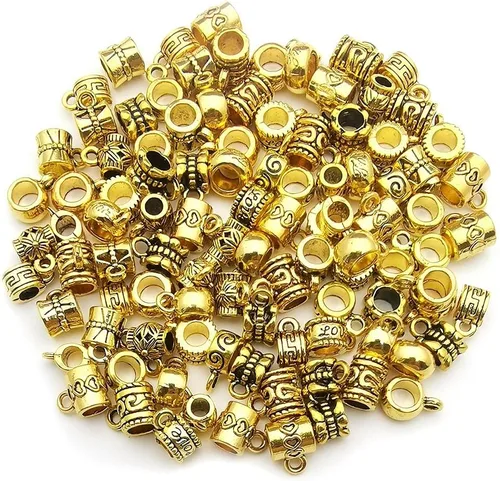 Miniatura 5 de 100 cuentas de oro antiguo con cierre de fianza, cuentas de tubo de fianza, cuentas espaciadoras sueltas, dijes para colgar cuentas para hacer M671