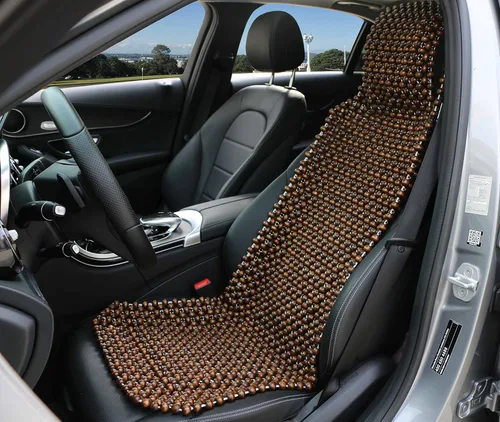 Miniatura 7 de Protector de asiento con cuentas de madera natural, almohadilla transpirable, fresca y cómoda para verano, cojín masajeador (cuadrado)