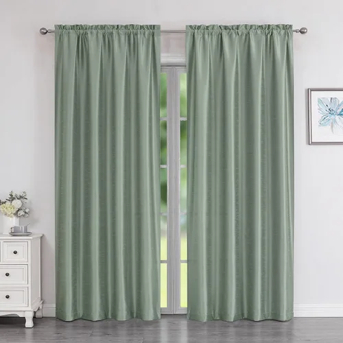 Miniatura 17 de Chyhomenyc Uptown - Cortinas negras de 24 pulgadas de largo, 2 paneles, cortinas cortas de seda sintética para oscurecer la habitación, cortinas