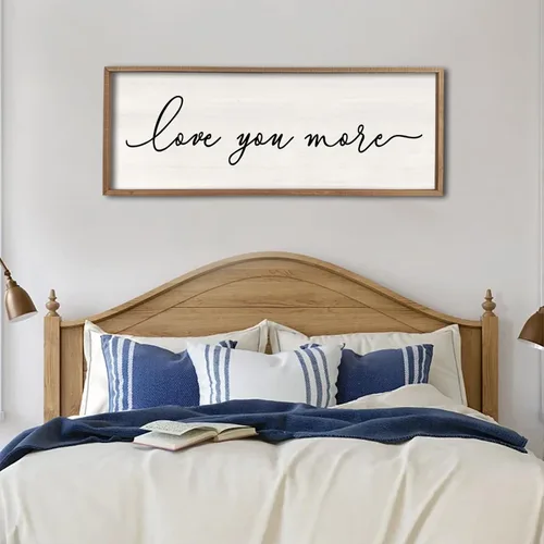 Miniatura 14 de Letrero de decoración de pared con texto en inglés «Give It To God And Go To Sleep», 32 x 12 pulgadas, para dormitorio principal sobre la cama