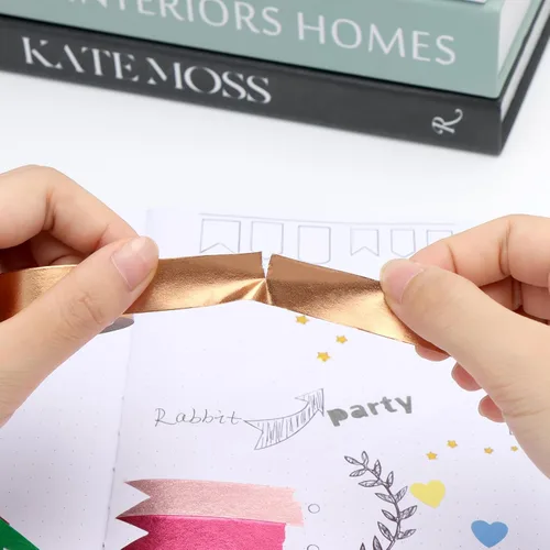 Miniatura 4 de NatSumeBasics 3 Cintas Washi de Bronce Dorado Metálicas para Enmascarar 0.6" x 32 pies. Cintas Washi de Papel Metálico para Manualidades Calcomanías