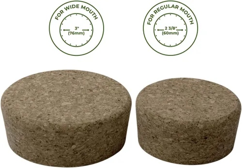 Miniatura 2 de Tapones de corcho para tarros de conservas de masón, bola, paquete de 4, boca regular