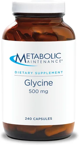 Metabolic Maintenance Glicina - 500 mg de glicina - Apoyo para la calma y el sueño - Cápsulas vegetarianas - Sin rellenos o conservantes