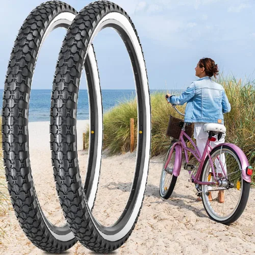 Miniatura 7 de Paquete de 2 neumáticos de bicicleta Cruiser de 24 x 2.125, pared lateral blanca con kit de reparación, 2 tubos interiores, 2 palancas, 2 tiras
