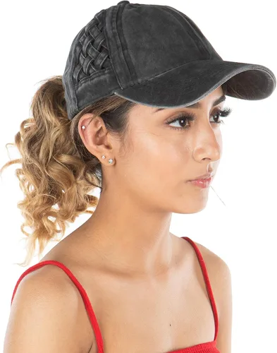 Miniatura 4 de Funky Junque - Gorra para mujer, entrecruzada, diseño desgastado, se puede usar con coleta o chongo