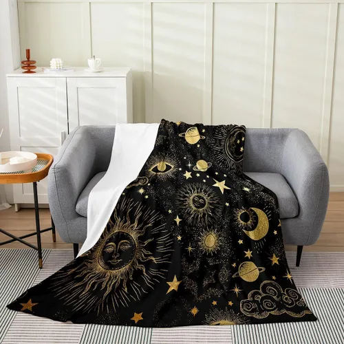 Miniatura 7 de Erosebridal Manta de hojas para niños, niñas y hombres, manta de forro polar colorida, manta de cama de hojas de mandala bohemio, 30 x 40 pulgadas