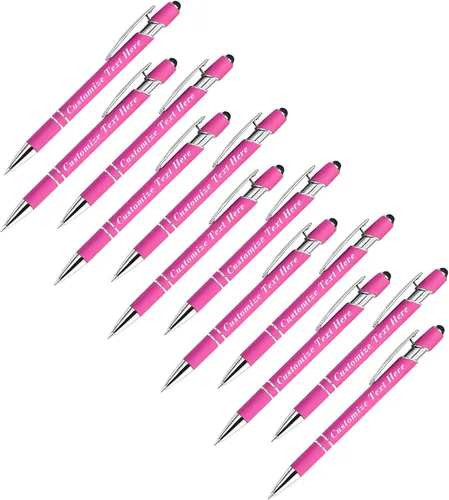 Miniatura 104 de Bolígrafos personalizados a granel con punta de lápiz capacitivo, 12 bolígrafos personalizados con logotipo de mensaje con nombre, bolígrafos